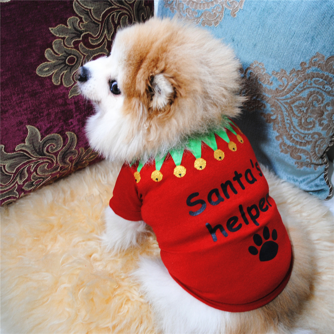 الأحمر العظام القط جرو الحيوانات الأليفة ملابس عيد الميلاد الكلب مصمم مستوحاة من ملابس الكلاب