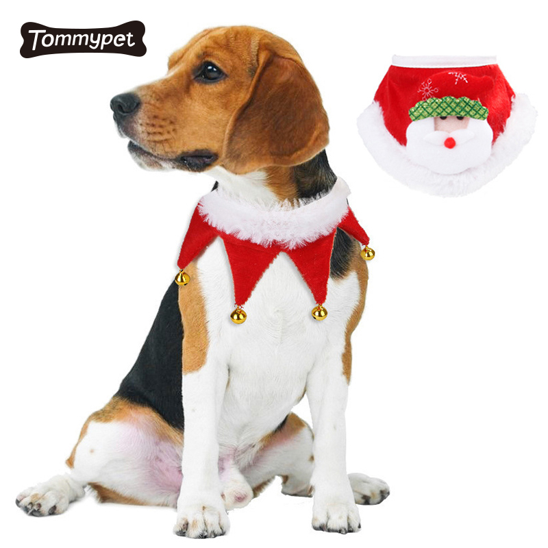 حار بيع الأمازون الحيوانات الأليفة واللباس أزياء عيد الميلاد سانتا كلوز طوق الكلب مع الجرس