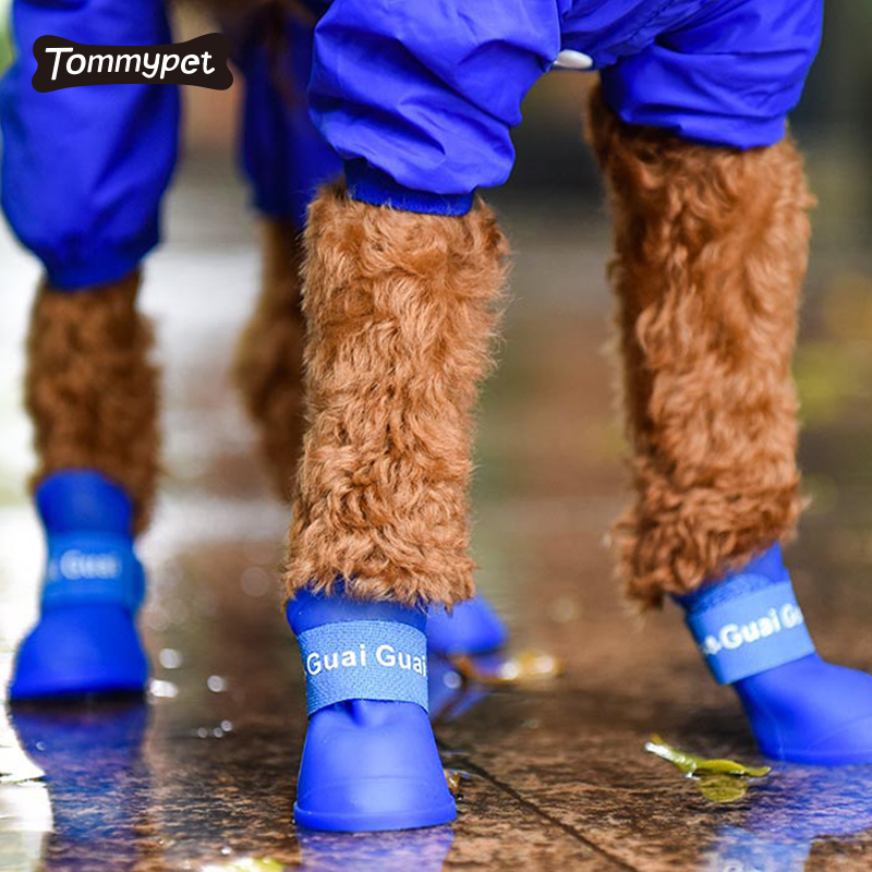 مقاوم للماء النايلون النيوبرين أحذية الكلب الملونة مريحة الحيوانات الأليفة أحذية مقاومة للماء الكلب أحذية المطر